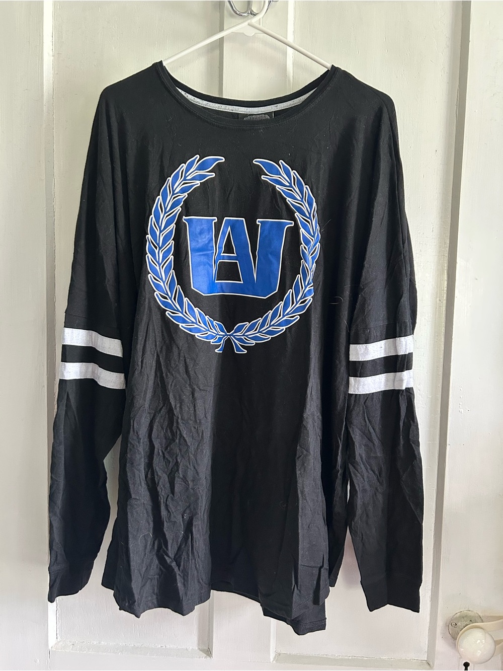 My Hero Academia Black Long Sleeve Jersey Tee with Blue Emblem